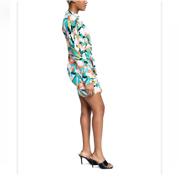 Bar 111 printed  stretch sleeve  ties around the waist dress - Picture 6 of 11